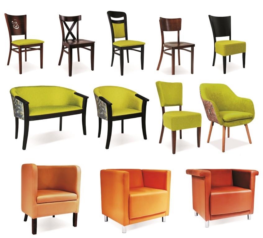 Fotele sofy krzesła restauracyjne drewniane